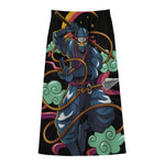 Ninja Warrior Print Cotton Front Slit Maxi Skirt