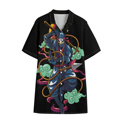 Ninja Warrior Print Cotton Hawaiian Shirt