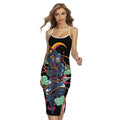 Ninja Warrior Print Cross Back Cami Dress
