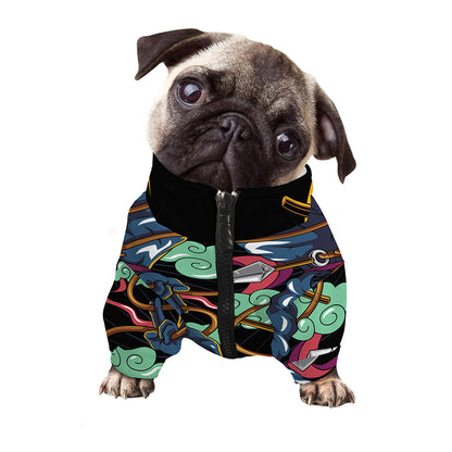 Ninja Warrior Print Dog Zip Up Jacket