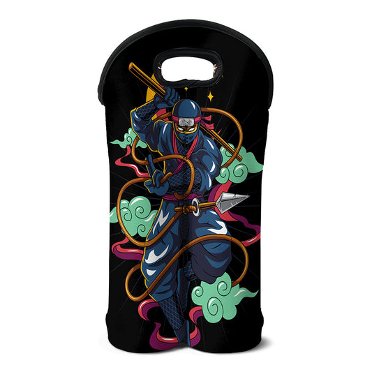 Ninja Warrior Print Double Neoprene Wine Tote