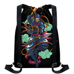 Ninja Warrior Print Drawstring Backpack