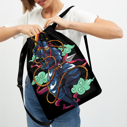 Ninja Warrior Print Drawstring Backpack
