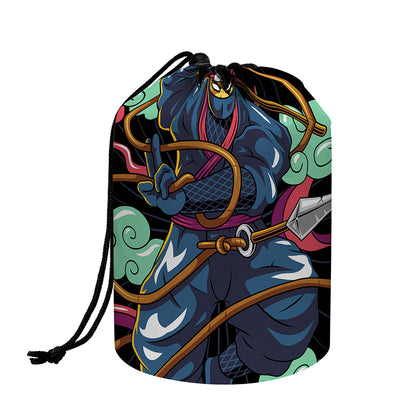 Ninja Warrior Print Drawstring Makeup Bag