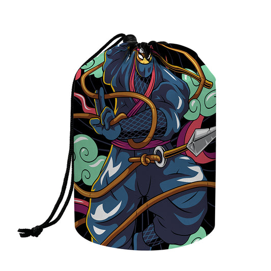 Ninja Warrior Print Drawstring Makeup Bag