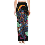 Ninja Warrior Print High Slit Maxi Skirt