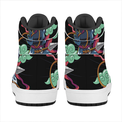 Ninja Warrior Print High Top Leather Sneakers
