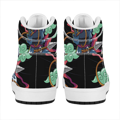 Ninja Warrior Print High Top Leather Sneakers