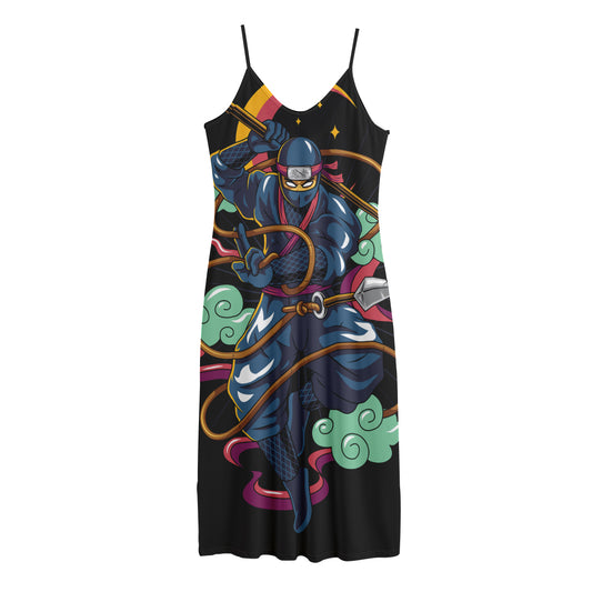 Ninja Warrior Print Jersey Midi Cami Dress