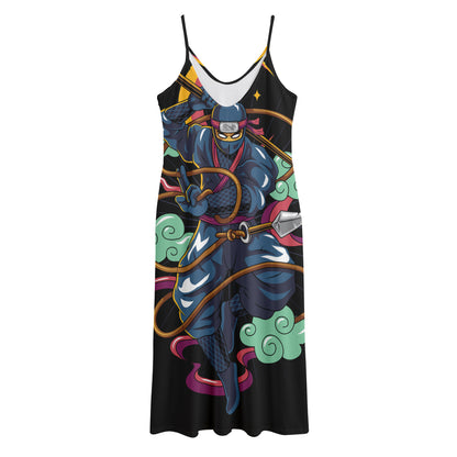 Ninja Warrior Print Jersey Midi Cami Dress