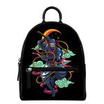 Ninja Warrior Print Leather Backpack