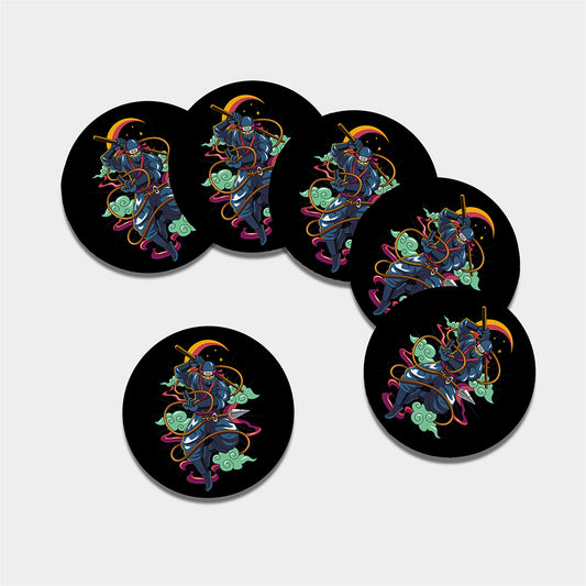 Ninja Warrior Print Leather Coaster Set