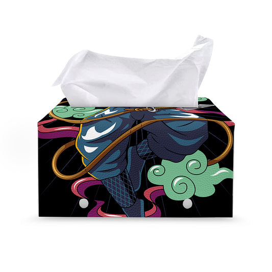 Ninja Warrior Print Leather Tissue Box Cover