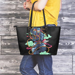 Ninja Warrior Print Leather Tote Bag