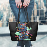 Ninja Warrior Print Leather Tote Bag