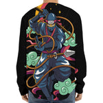 Ninja Warrior Print Long Sleeve Baseball Jersey