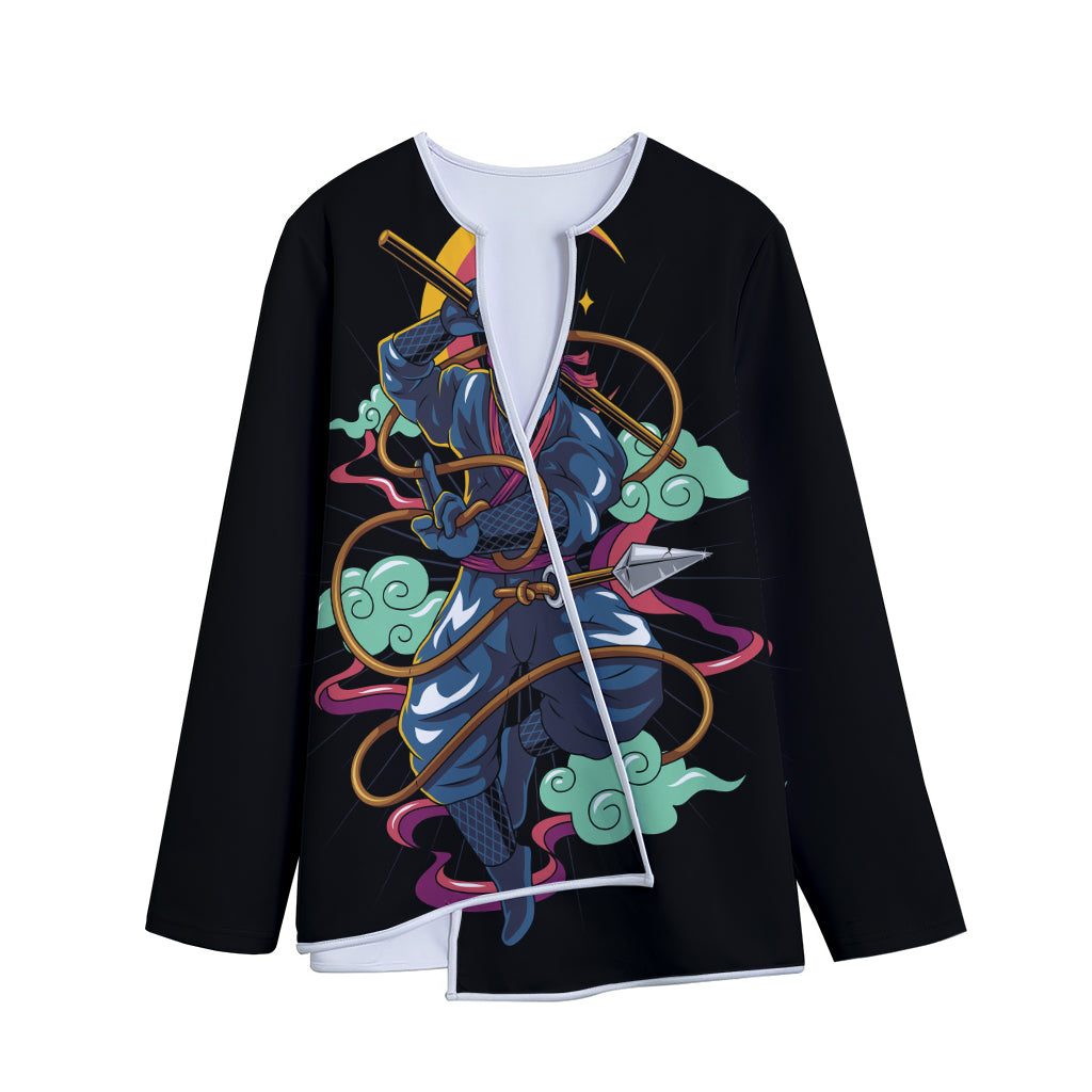 Ninja Warrior Print Long Sleeve Short Coat