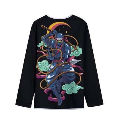 Ninja Warrior Print Long Sleeve Short Coat