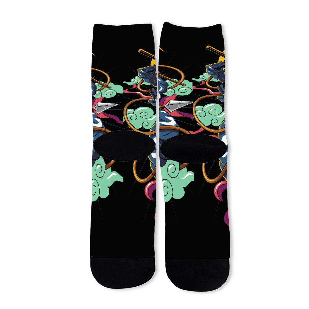 Ninja Warrior Print Long Socks