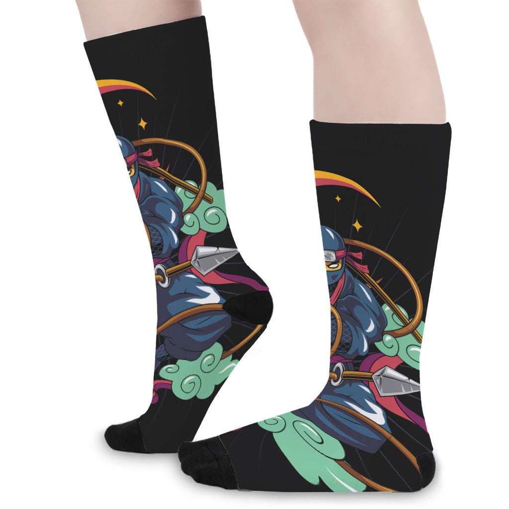 Ninja Warrior Print Long Socks