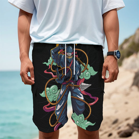 Ninja Warrior Print Men's Cargo Shorts