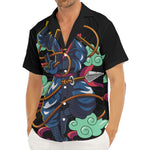 Ninja Warrior Print Men's Deep V-Neck Shirt