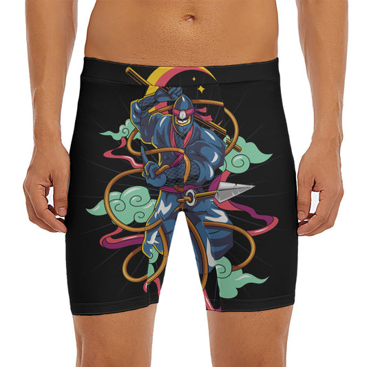 Ninja Warrior Print Men's Long Boxer Briefs