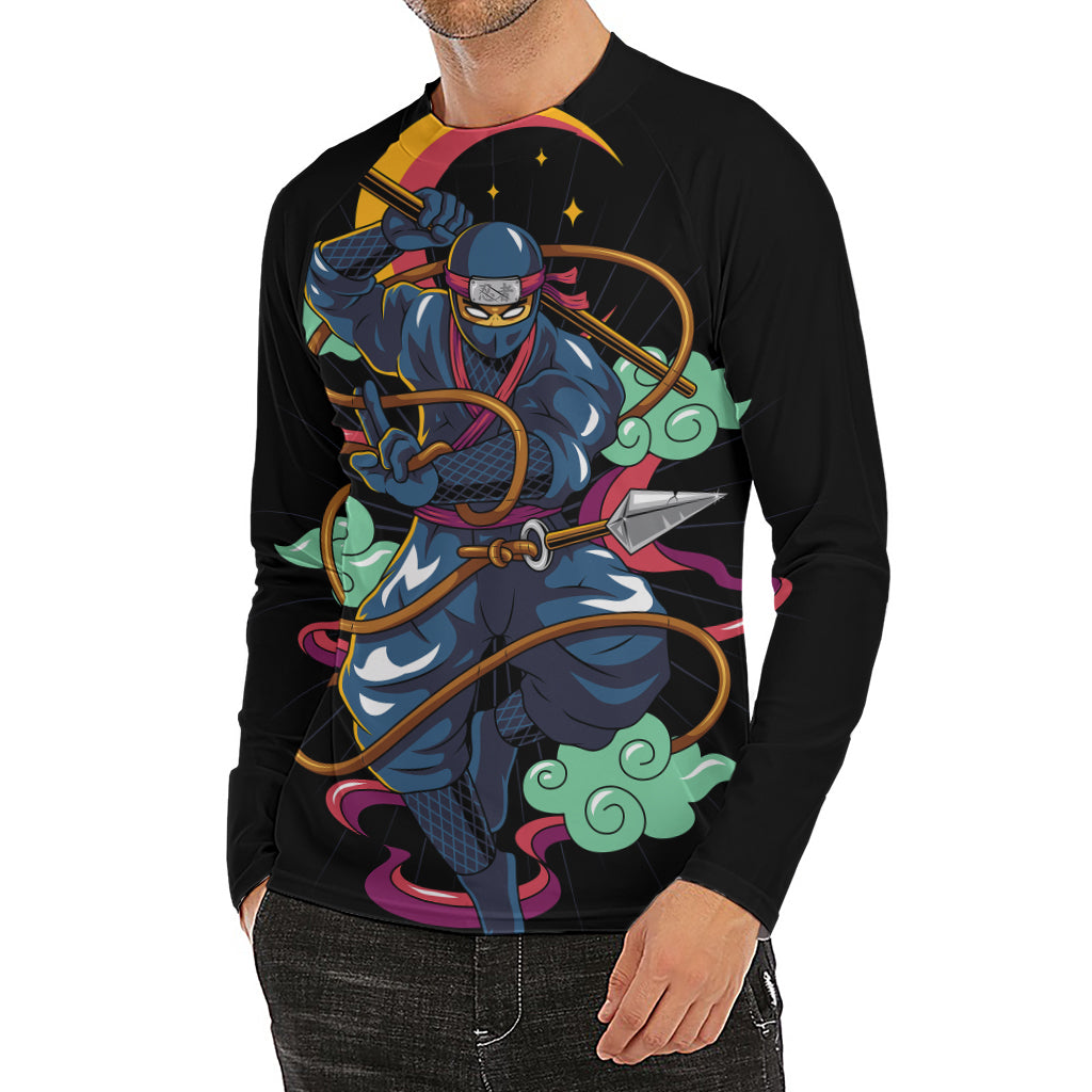 Ninja Warrior Print Men's Long Sleeve Rash Guard