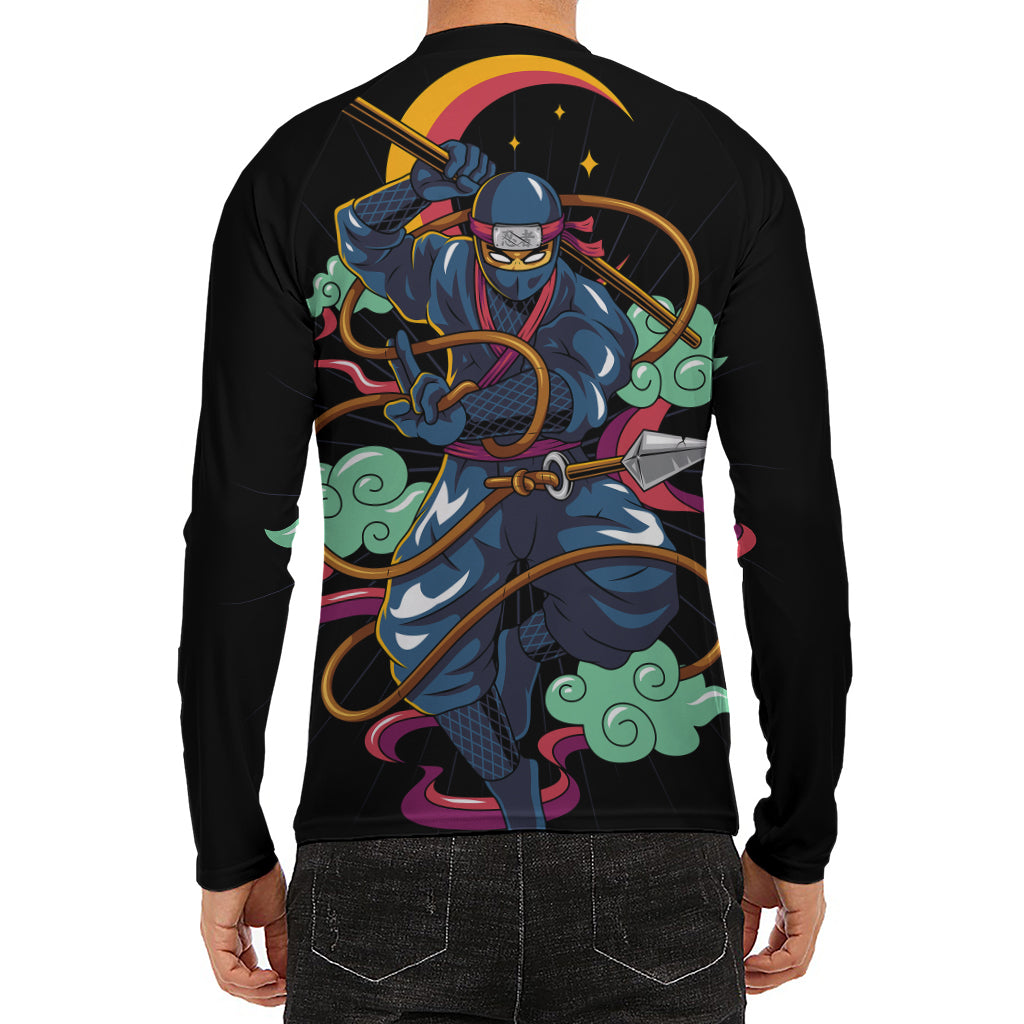 Ninja Warrior Print Men's Long Sleeve Rash Guard