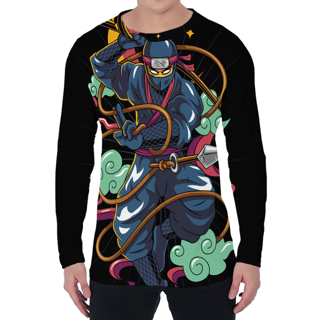 Ninja Warrior Print Men's Long Sleeve T-Shirt