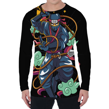 Ninja Warrior Print Men's Long Sleeve T-Shirt