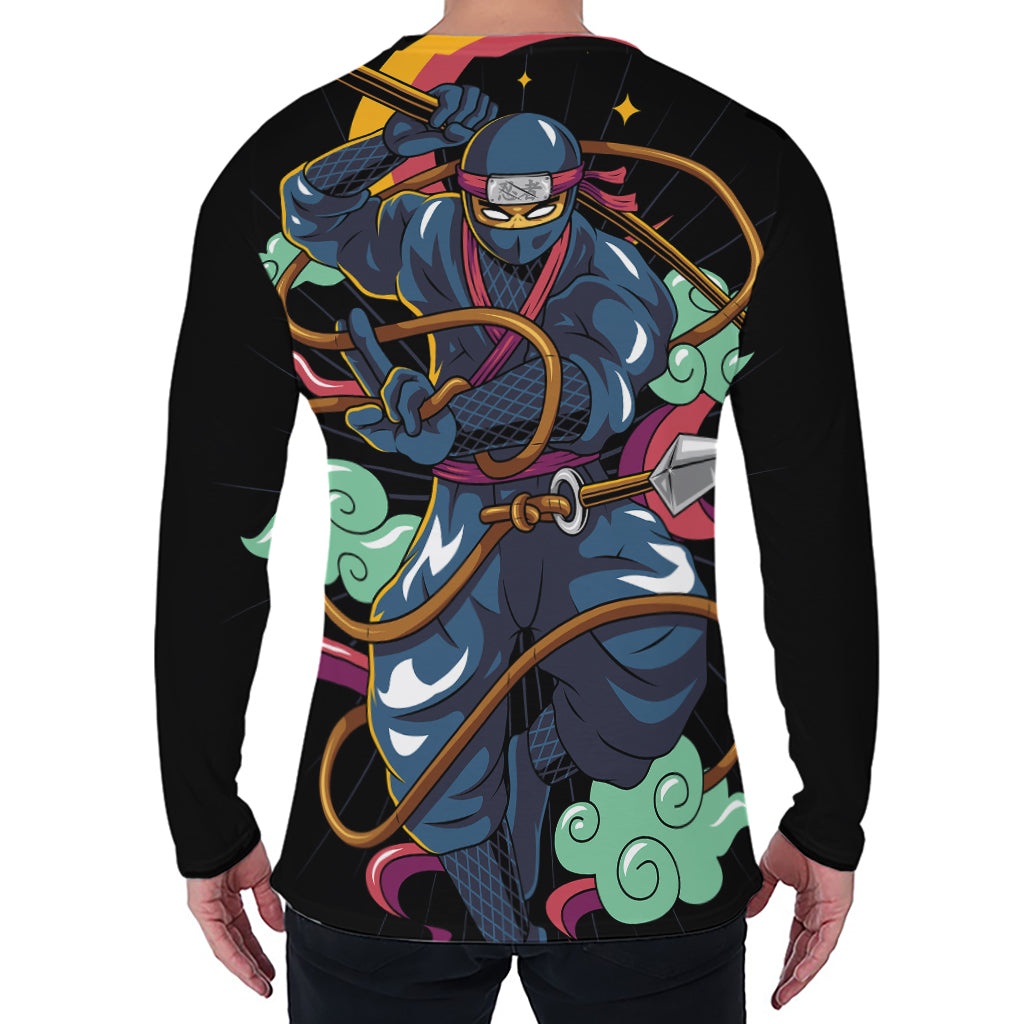 Ninja Warrior Print Men's Long Sleeve T-Shirt
