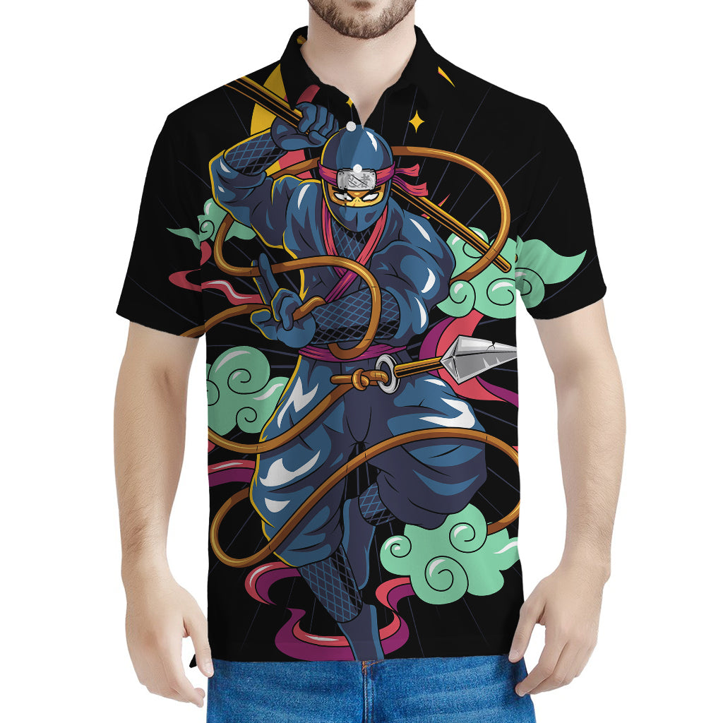 Ninja Warrior Print Men's Polo Shirt