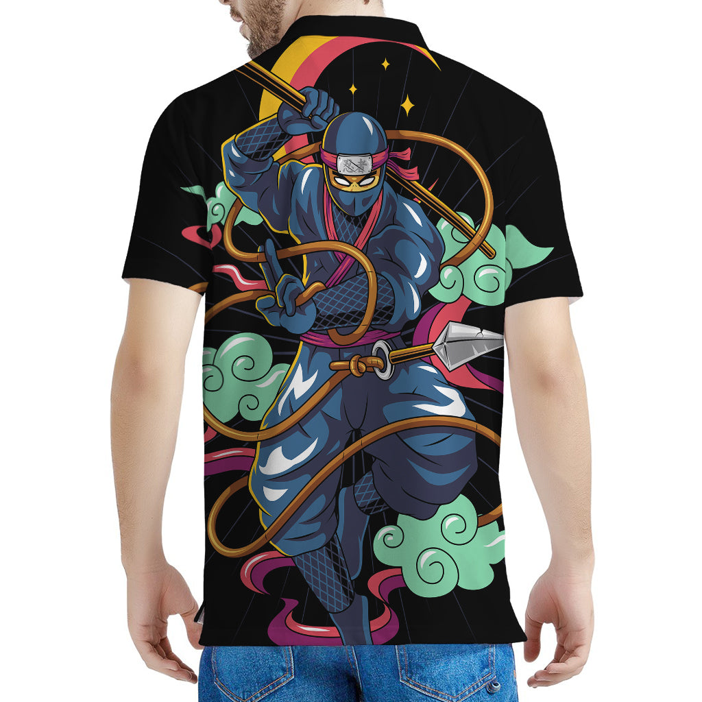 Ninja Warrior Print Men's Polo Shirt