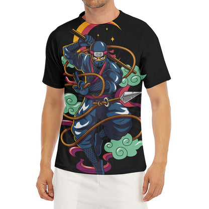 Ninja Warrior Print Men's Short Sleeve Rash Guard