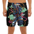 Ninja Warrior Print Men's Split Running Shorts