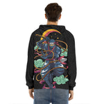 Ninja Warrior Print Men's Velvet Pullover Hoodie