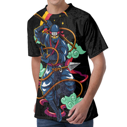 Ninja Warrior Print Men's Velvet T-Shirt