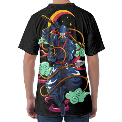 Ninja Warrior Print Men's Velvet T-Shirt
