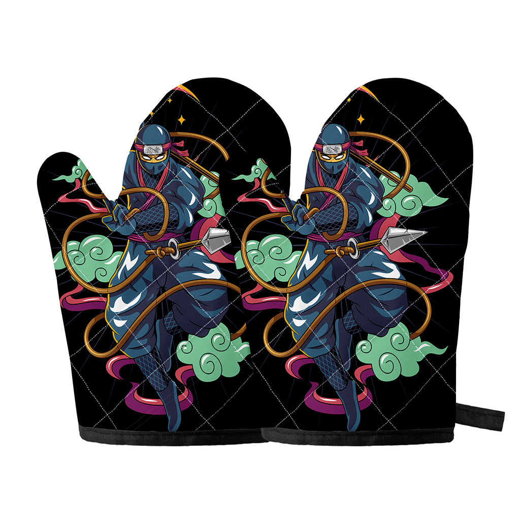 Ninja Warrior Print Oven Mitts