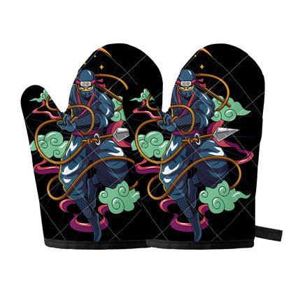 Ninja Warrior Print Oven Mitts