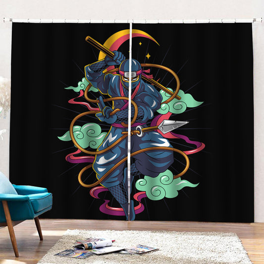Ninja Warrior Print Pencil Pleat Curtains