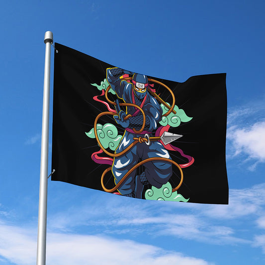 Ninja Warrior Print Polyester Flag