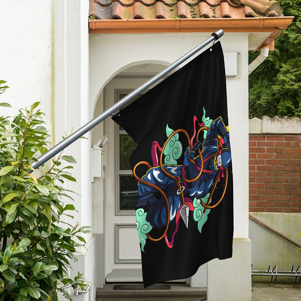 Ninja Warrior Print Polyester Flag