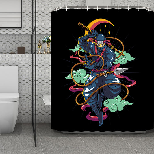 Ninja Warrior Print Polyester Shower Curtain