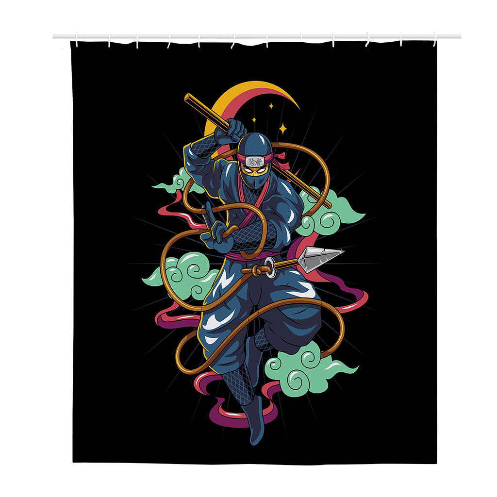 Ninja Warrior Print Polyester Shower Curtain