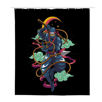 Ninja Warrior Print Polyester Shower Curtain