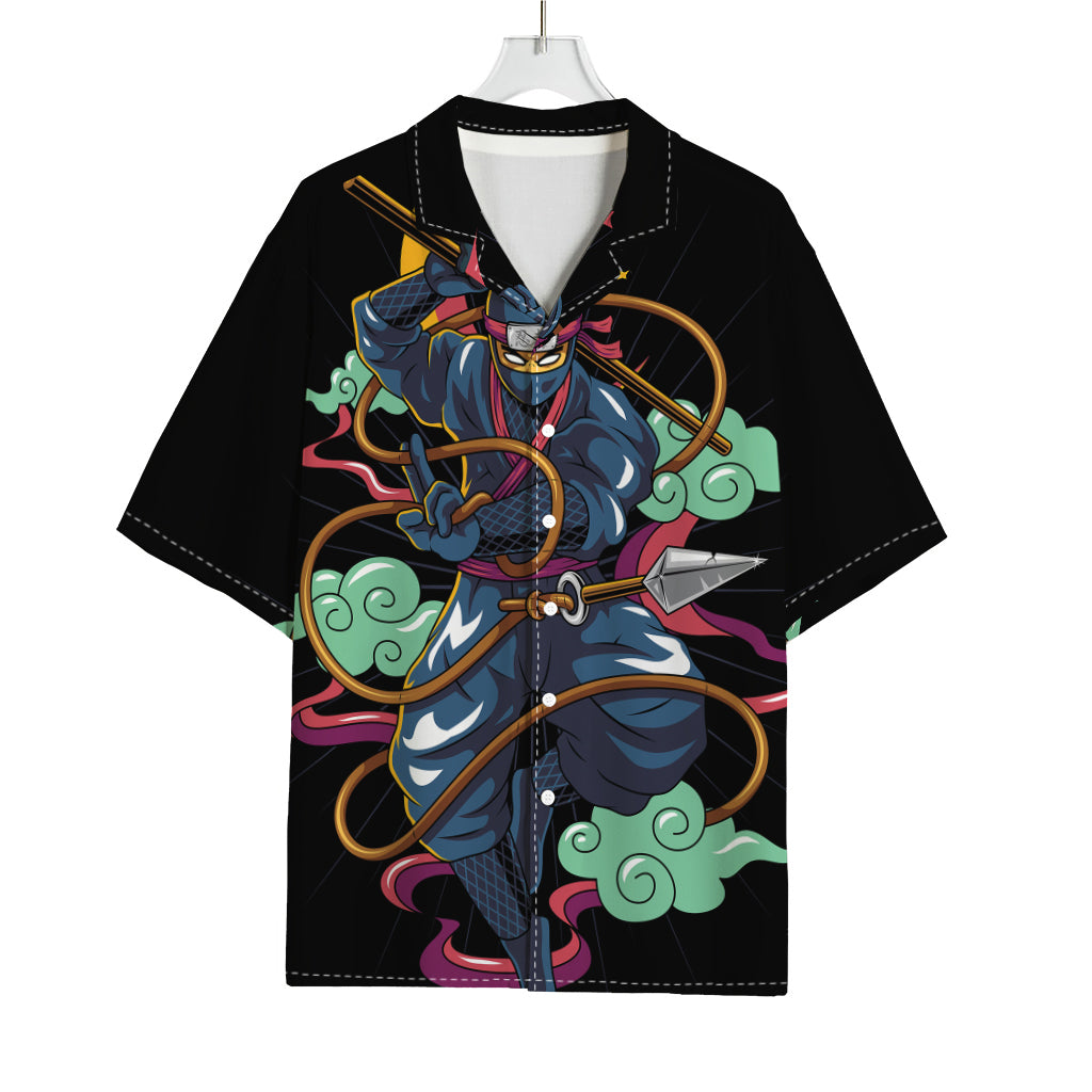 Ninja Warrior Print Rayon Hawaiian Shirt