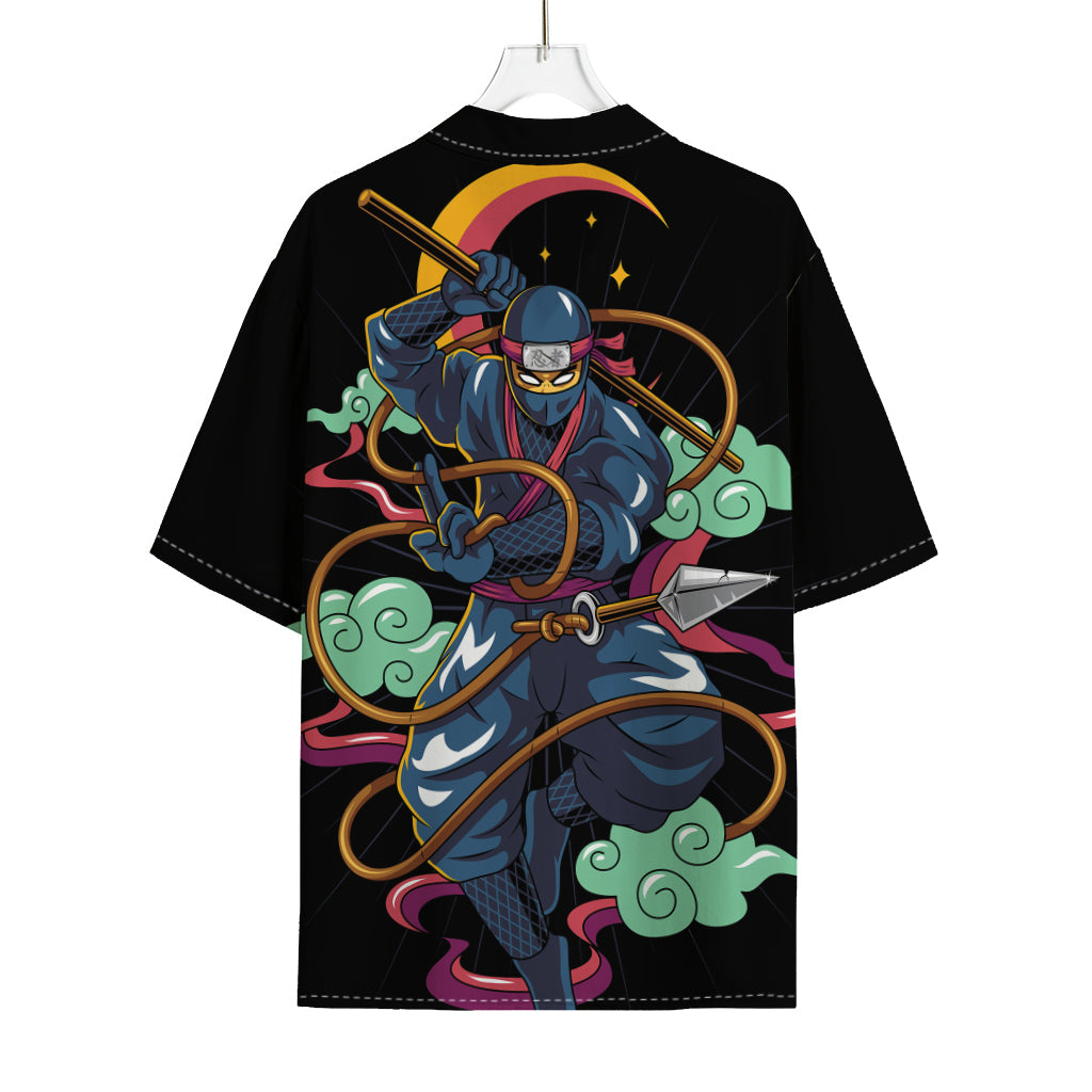 Ninja Warrior Print Rayon Hawaiian Shirt