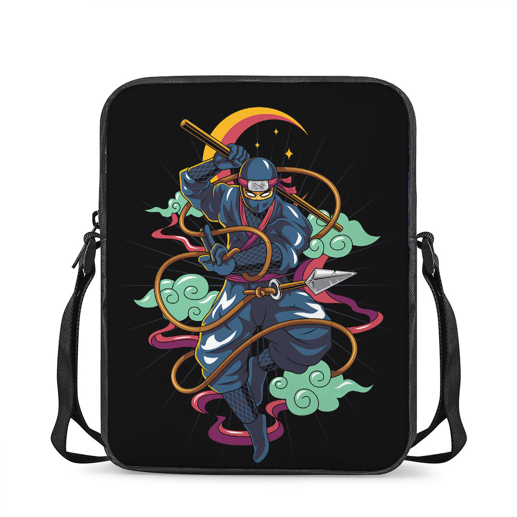Ninja Warrior Print Rectangular Crossbody Bag